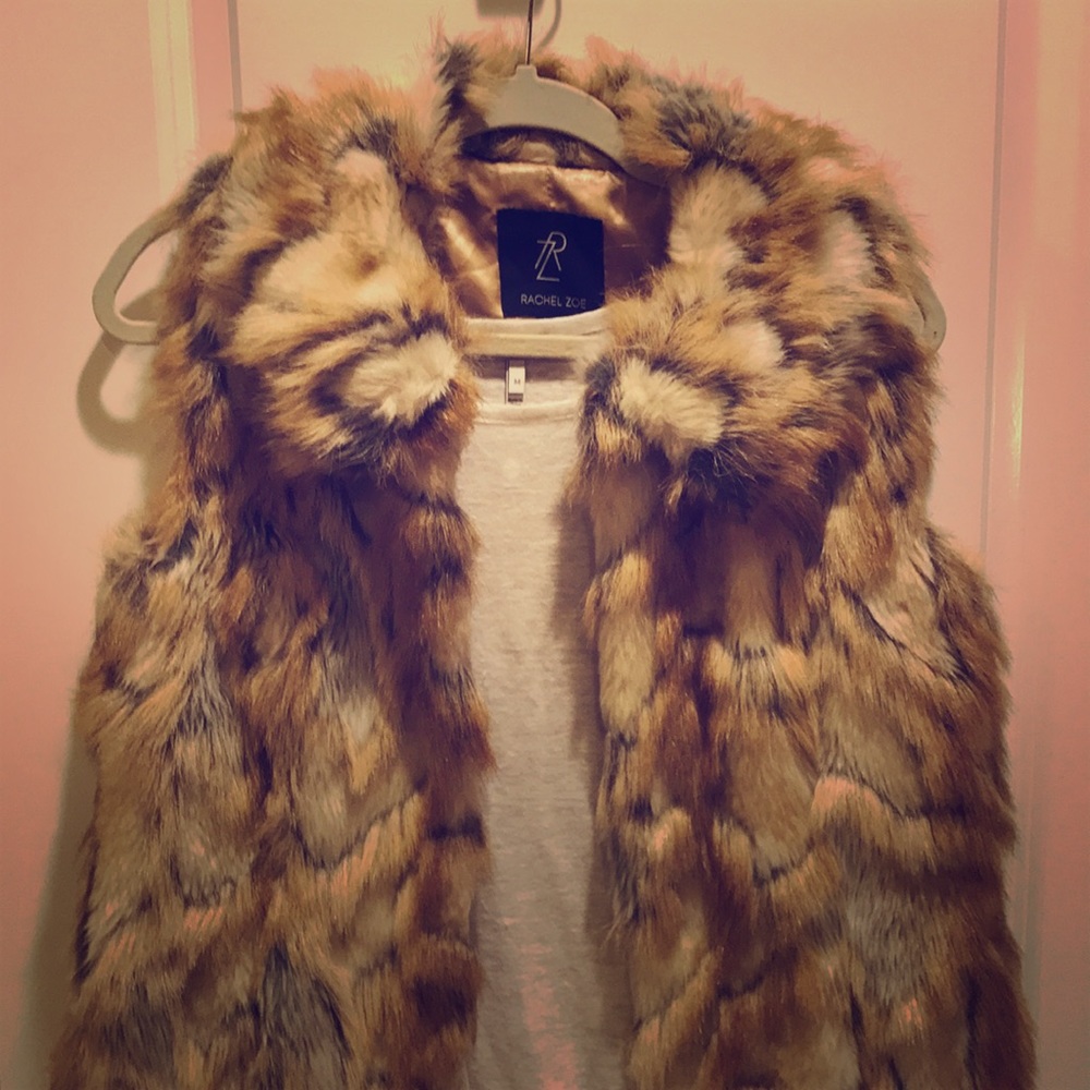 Rachel Zoe faux fur vest with pockets
